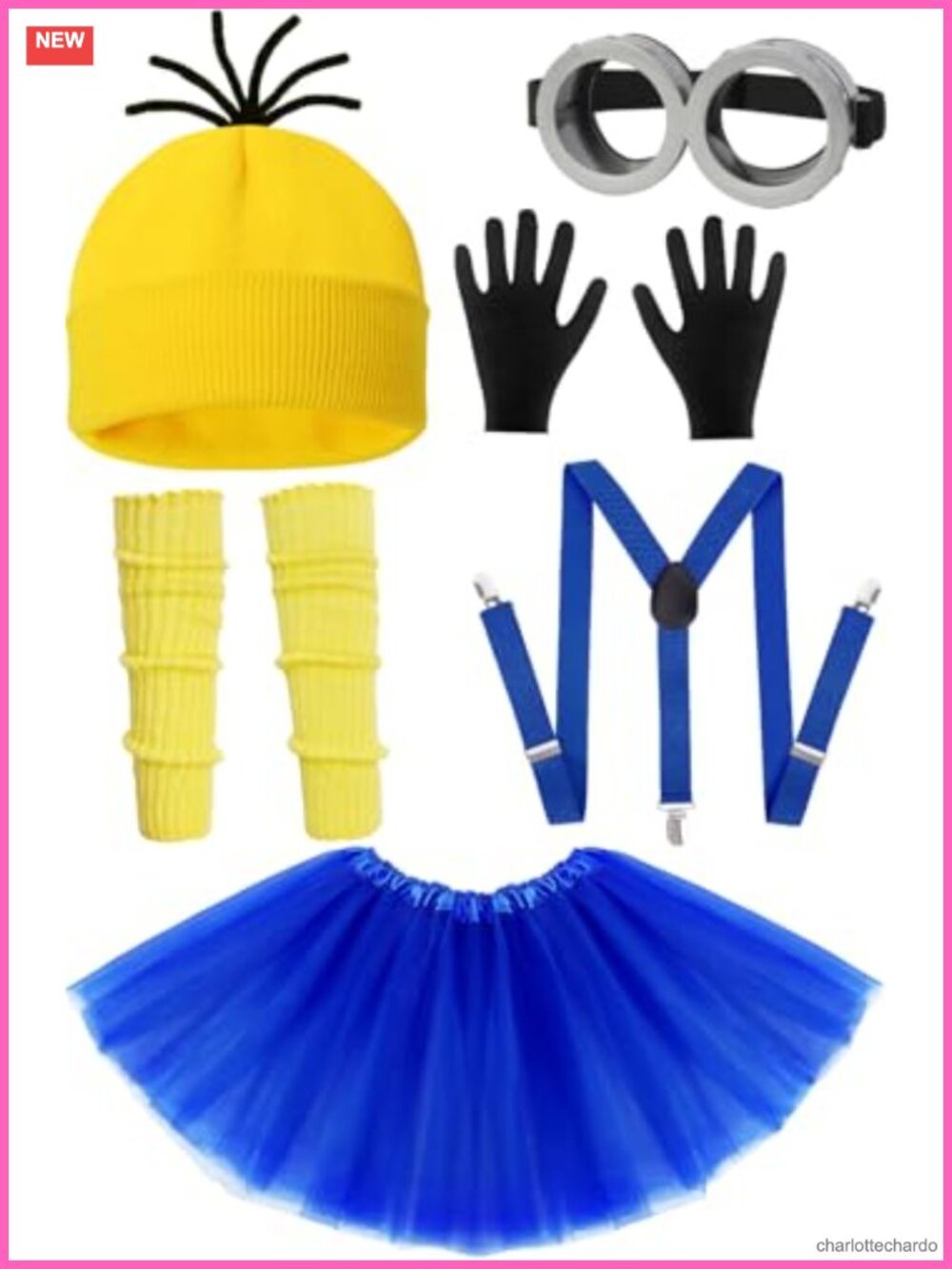 Steampunk Halloween Costume Accessory Set 6 Pc Beanie Goggles Tutu Suspenders